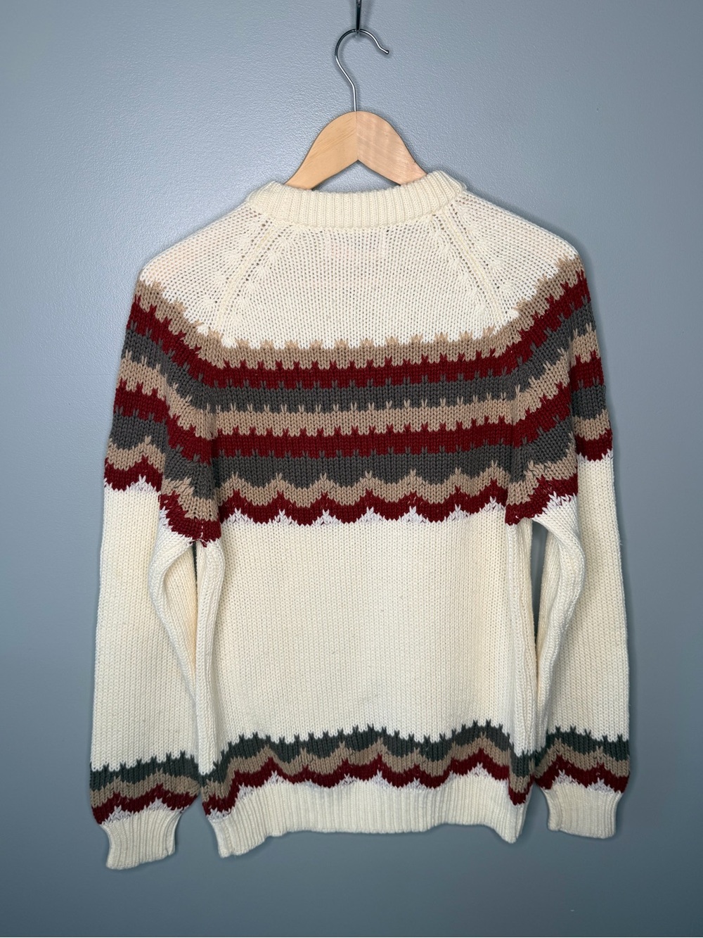 Sigallo Vintage 70s Scallop Fair Isle Acrylic Knit Sweater - Picture 3 of 9